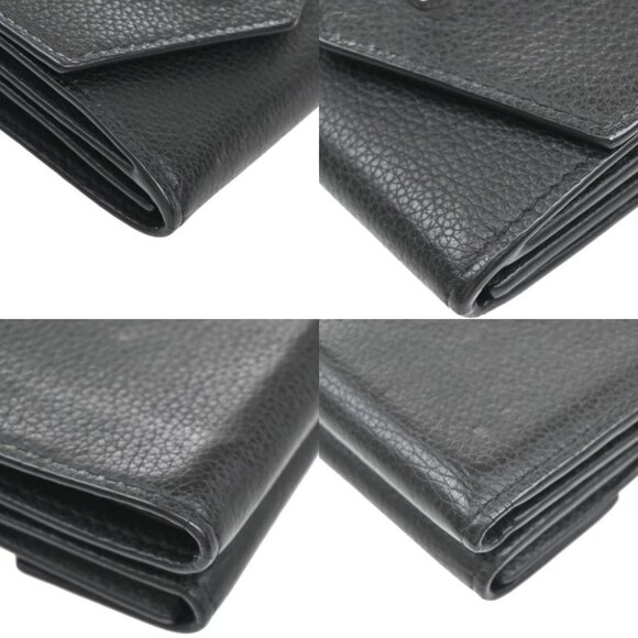 LOUIS VUITTON LV Logo Lock Mini Trifold Wallet Calf Leather Black - Picture 13 of 13